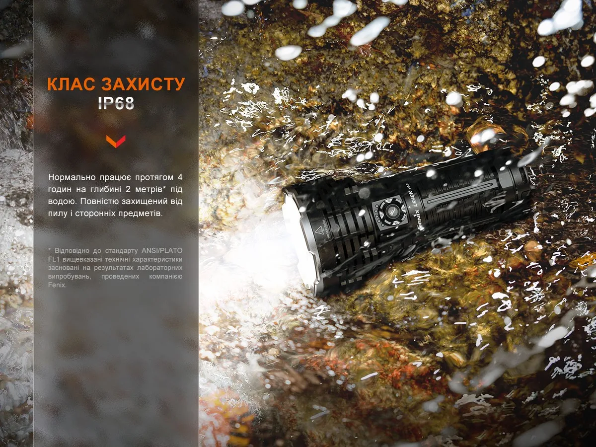 Ліхтар ручний Fenix алюміній 175х82х55 мм чорний 15000 люмен IP68