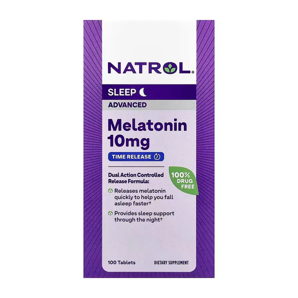 Мелатонін 10 мг 100 табл NATROL для швидкого засинання та тривалого сну без ГМО.