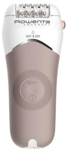 Епілятор Rowenta Aquasoft WetDry, акумуляторний, з пінцетною технологією, для вологого та сухого використання, 4 насадки, пудровий