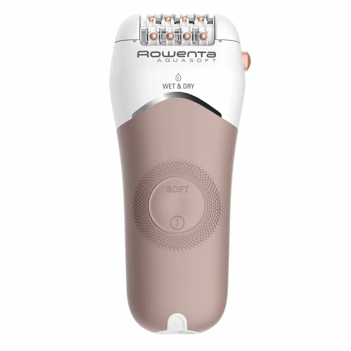 Епілятор Rowenta Aquasoft WetDry, акумуляторний, з пінцетною технологією, для вологого та сухого використання, 4 насадки, пудровий