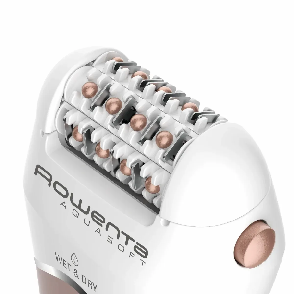 Епілятор Rowenta Aquasoft WetDry, акумуляторний, з пінцетною технологією, для вологого та сухого використання, 4 насадки, пудровий