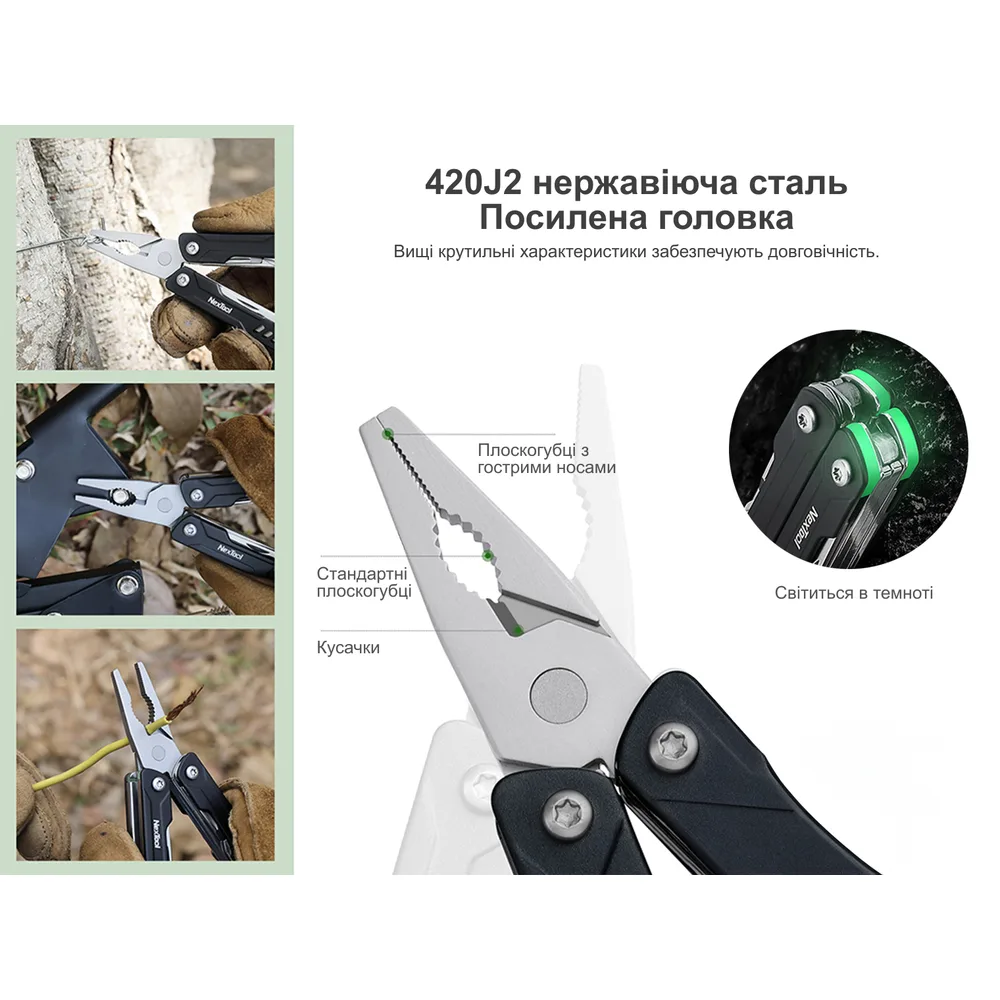 Мультитул NexTool сталь 103х25х15 мм блакитний 11 функцій