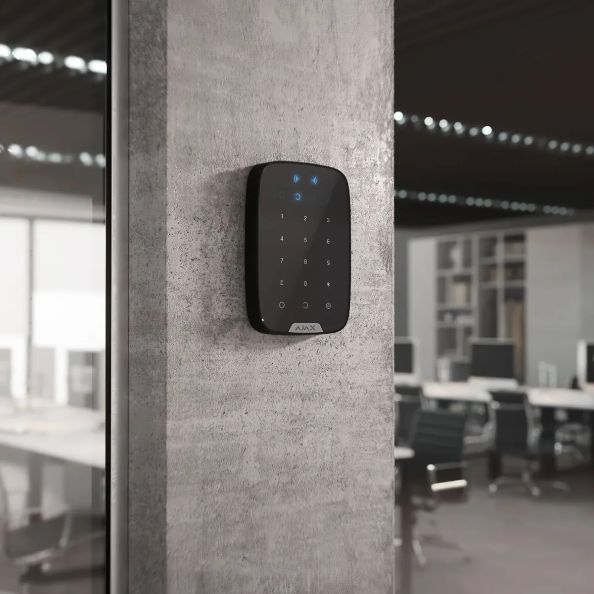 Беспроводная сенсорная клавиатура Ajax Keypad Plus, Jeweller, беспроводная, черная (26077.83.BL1)