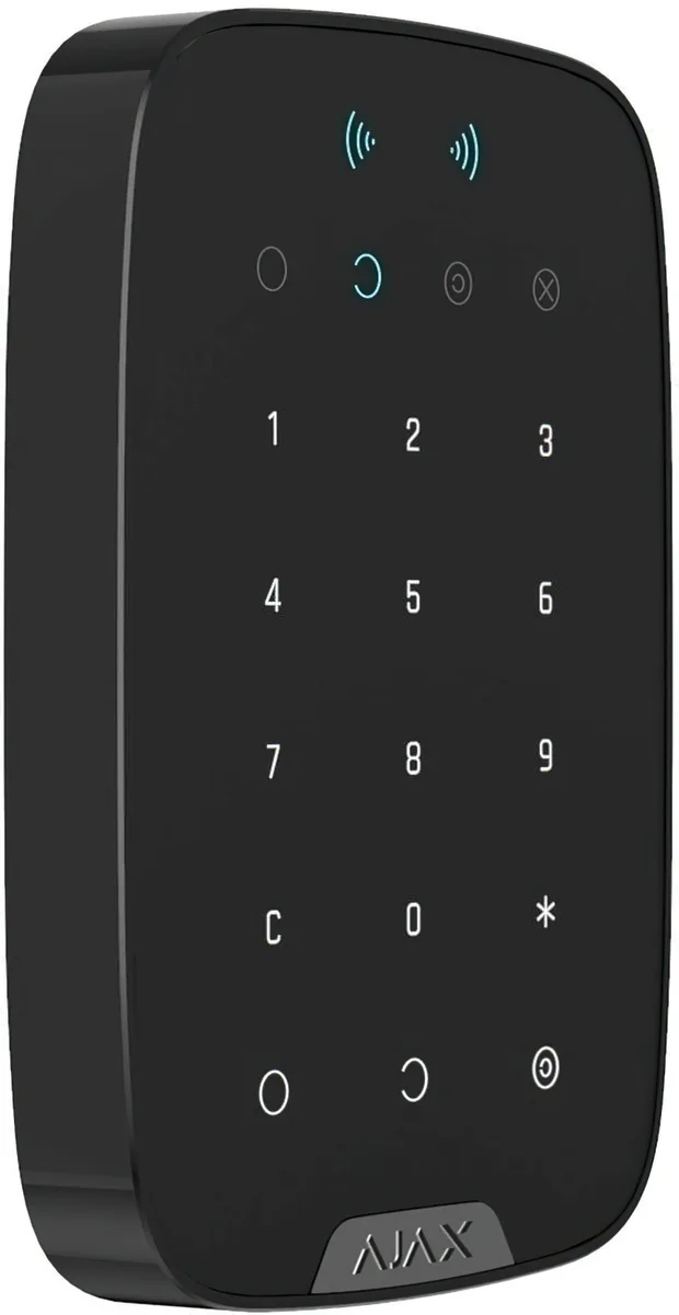 Беспроводная сенсорная клавиатура Ajax Keypad Plus, Jeweller, беспроводная, черная (26077.83.BL1)