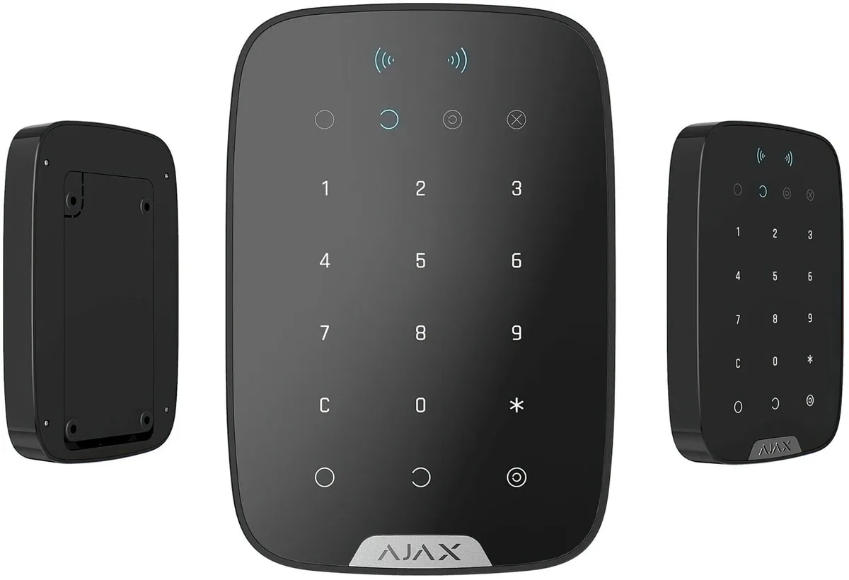 Беспроводная сенсорная клавиатура Ajax Keypad Plus, Jeweller, беспроводная, черная (26077.83.BL1)