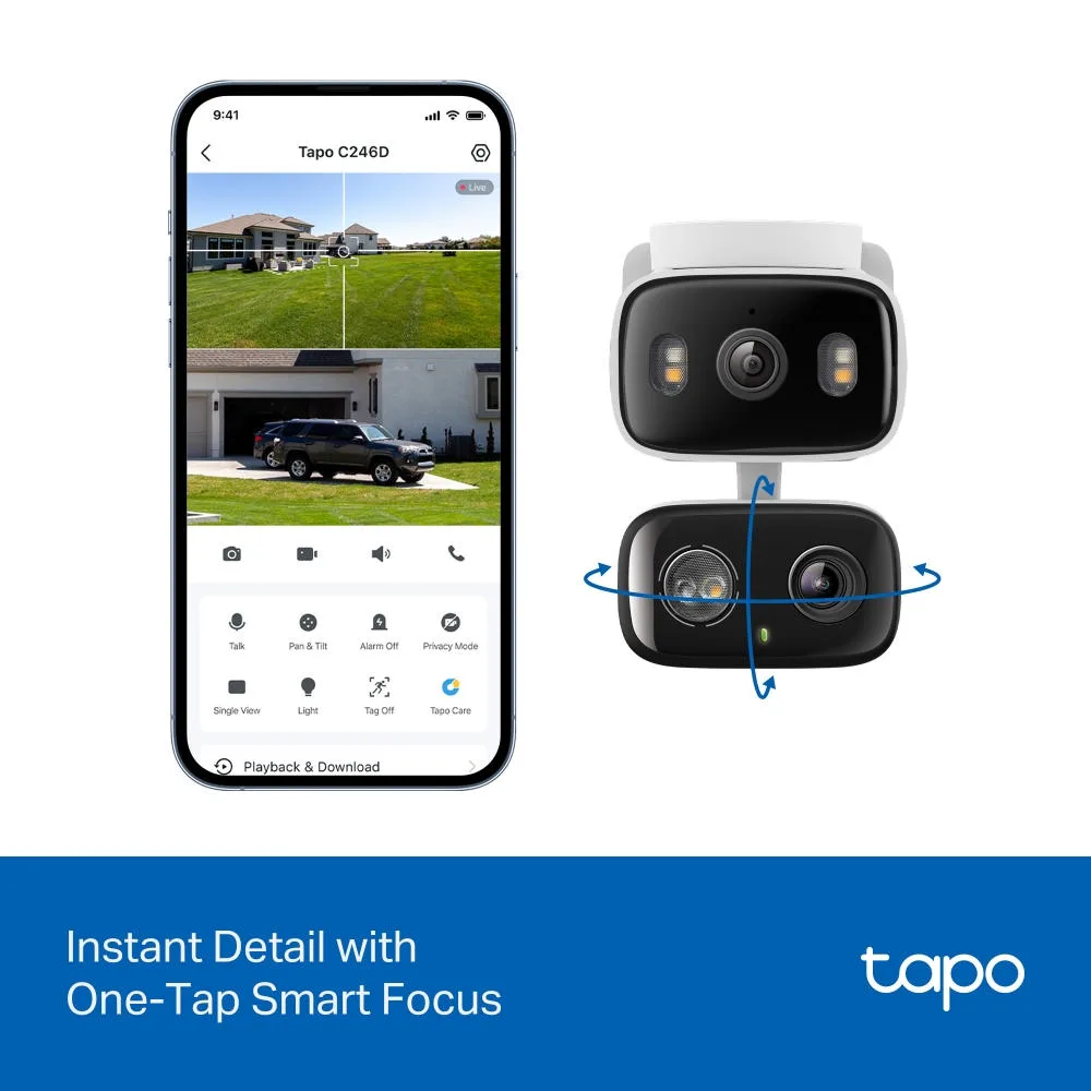 IP-камера с двойным объективом TP-LINK Tapo C246D 3MP N300 microSD обнаружение движения