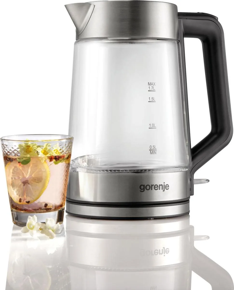 Електрочайник Gorenje скло 1,7л 2200Вт нержавіюча сталь