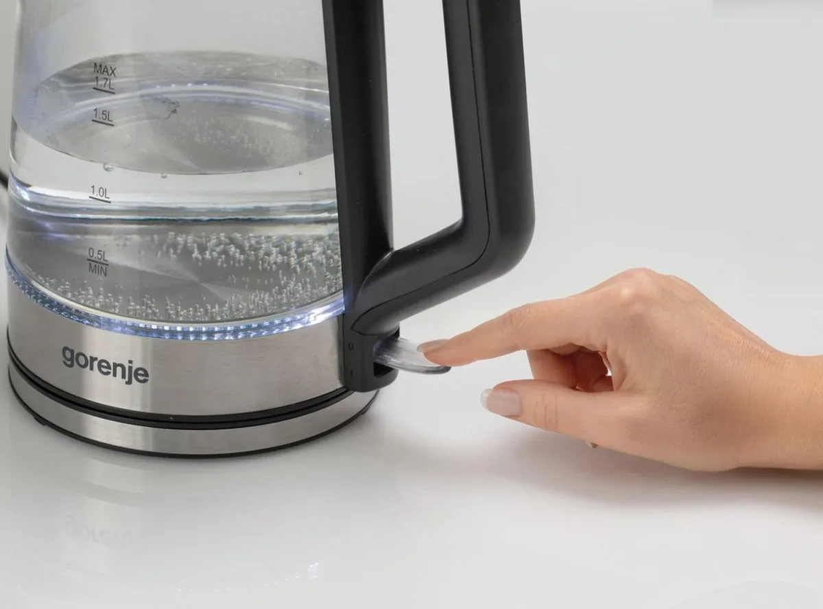 Електрочайник Gorenje скло 1,7л 2200Вт нержавіюча сталь