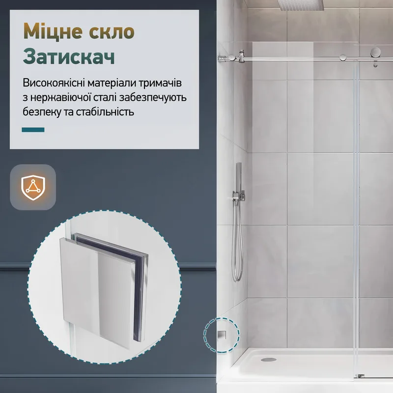 Душевая кабина Koer 8мм прозрачное стекло 120х90 см хромовая без поддона