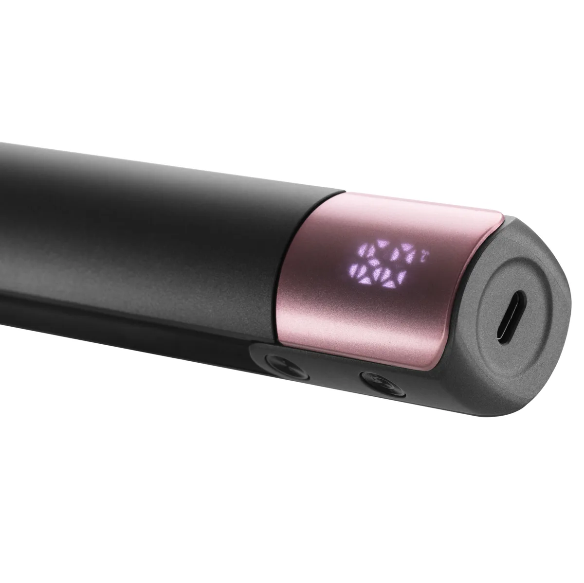 Випрямляч ARDESTO Pink Touch, 50Вт, 160-200°C, бездротовий, керамічний, USB-C на USB-A, сірий з рожевим.