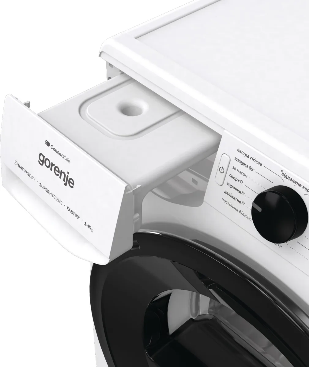 Сушильний апарат Gorenje, конденсаційний, 8 кг, клас енергоефективності A+++, 60 см, з дисплеєм та Wi-Fi, білий.