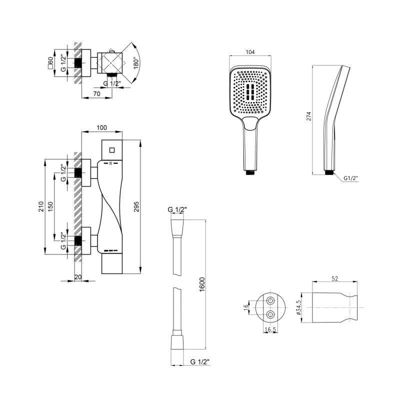 Змішувач для душу 4 в 1 Qtap QTZKR40T105C латунь хром