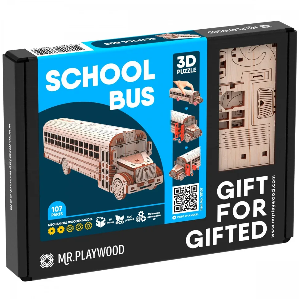 Дерев'яний 3D конструктор Mr.Playwood 243х48х63 мм 107 деталей Жовтий