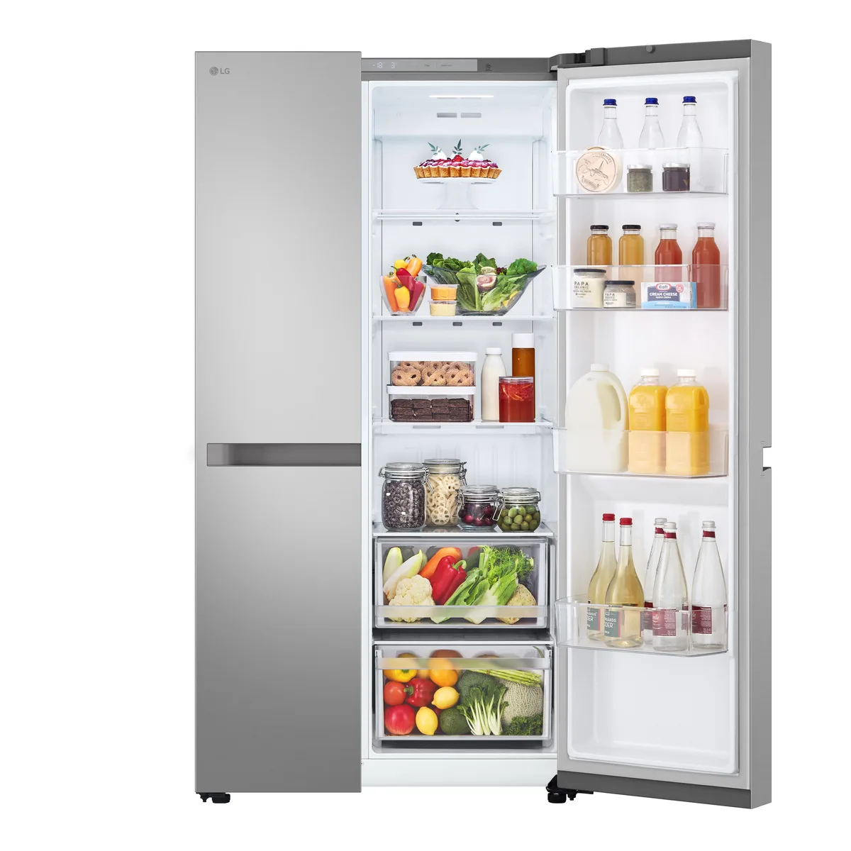 Холодильник LG Side-by-Side 423л з інвертором сріблястий для кухні без розморожування енергоощадний