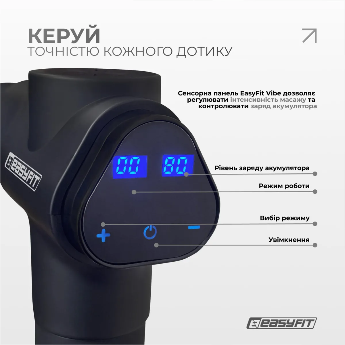 Перкусійний масажер EasyFit 50 Вт 13 насадок чорний