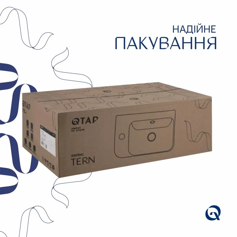 Раковина підвісна Qtap Tern ліва 450x250 мм керамічна біла