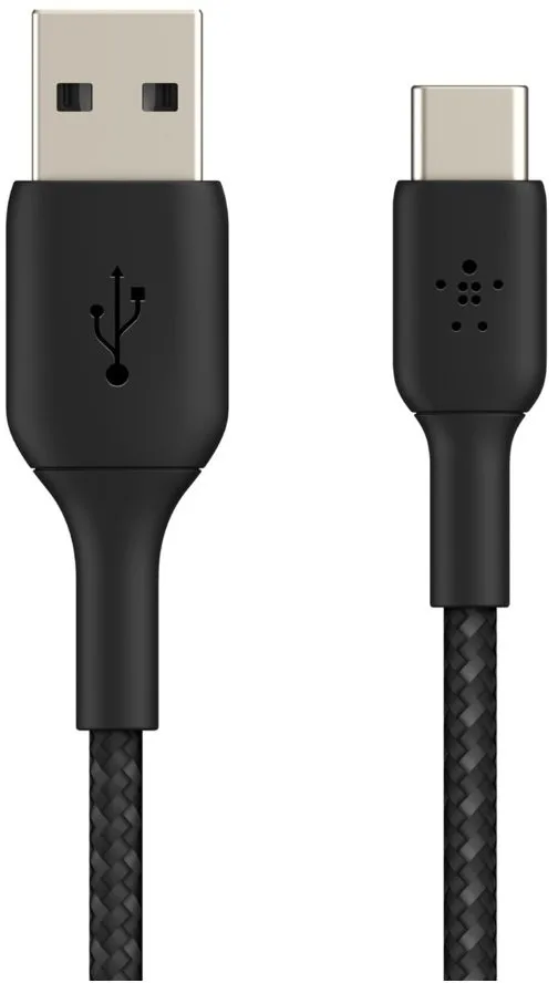 Кабель USB-A > USB-C заряджання/синхронізації Belkin 2м, 15Вт, Type-C, плетений, чорний