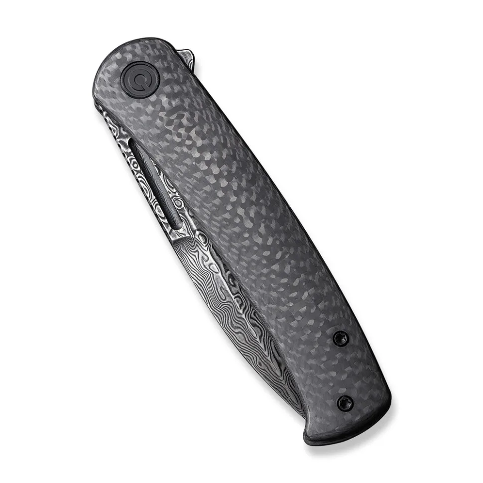 Ніж складаний Civivi Damascus 8,8 см Carbon Fiber Чорний
