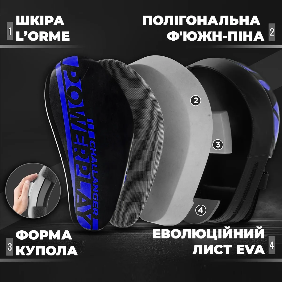 Лапи боксерські Active Point PU 22 см Сині Чорні