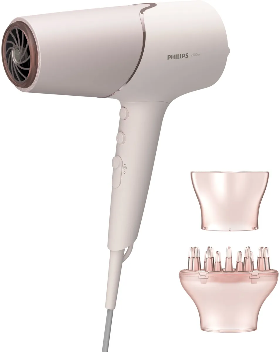 Фен Philips 2300 Вт звичайний 2 швидкості 3 температури рожевий білий