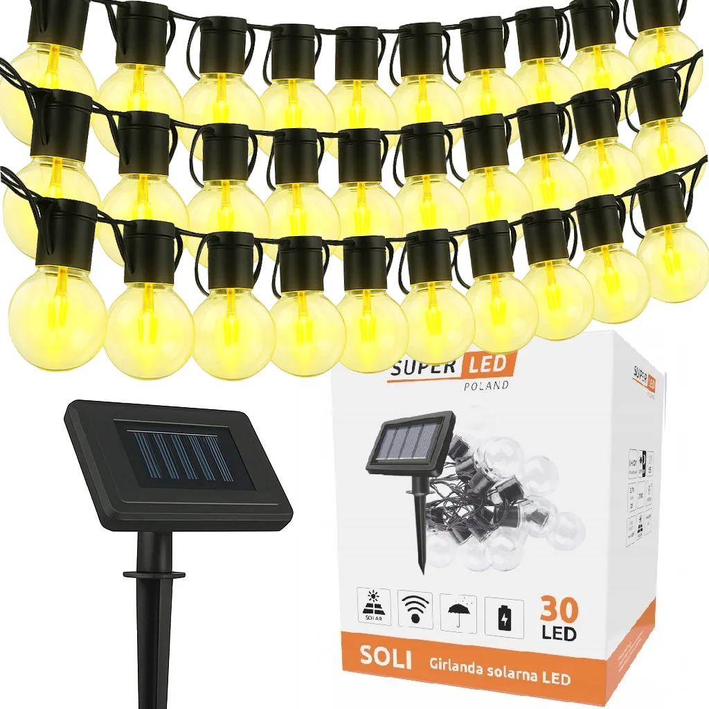 Гірлянда SuperLED пластикова 30 LED 8,2 м тепле біле світло