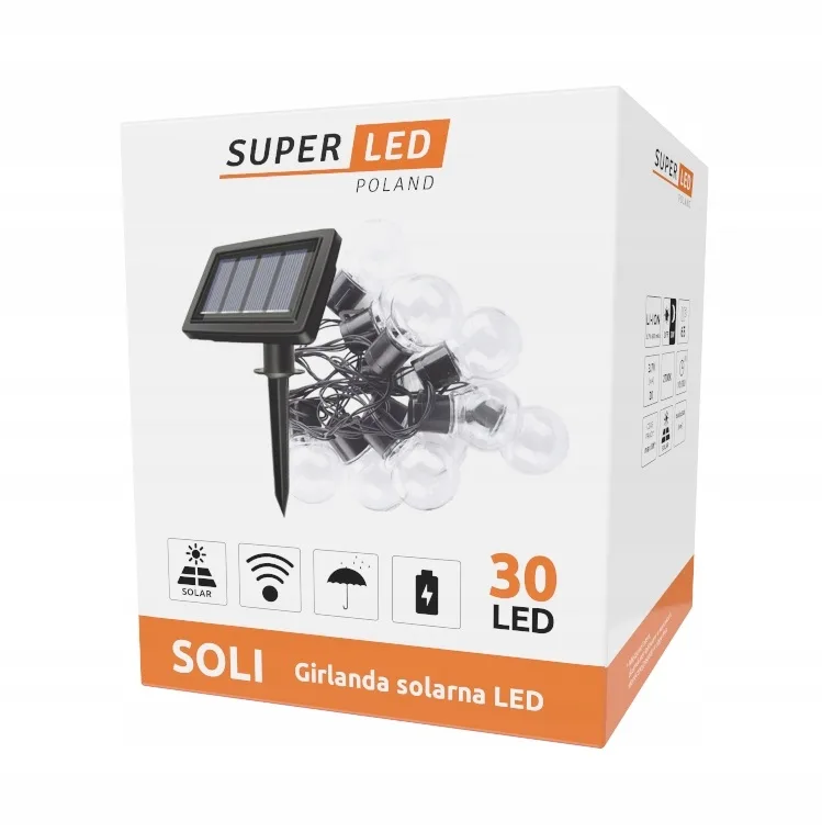 Гірлянда SuperLED пластикова 30 LED 8,2 м тепле біле світло