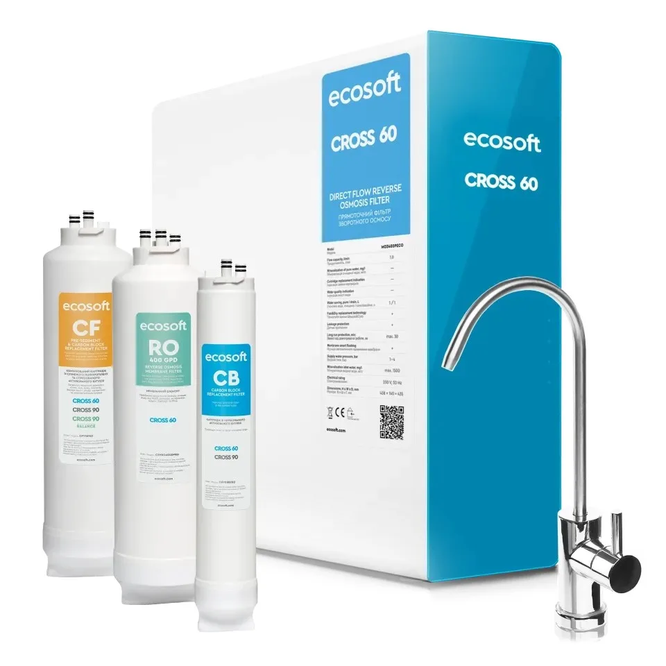 Фильтр обратного осмоса Ecosoft Cross60, мембрана 400 галлонов в сутки