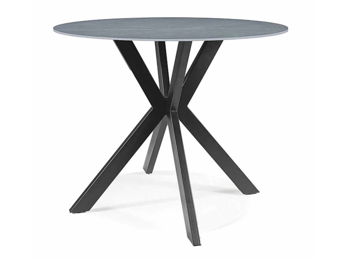 Стіл Signal метал круглий 90 см сірий ефект мармуру чорний каркас