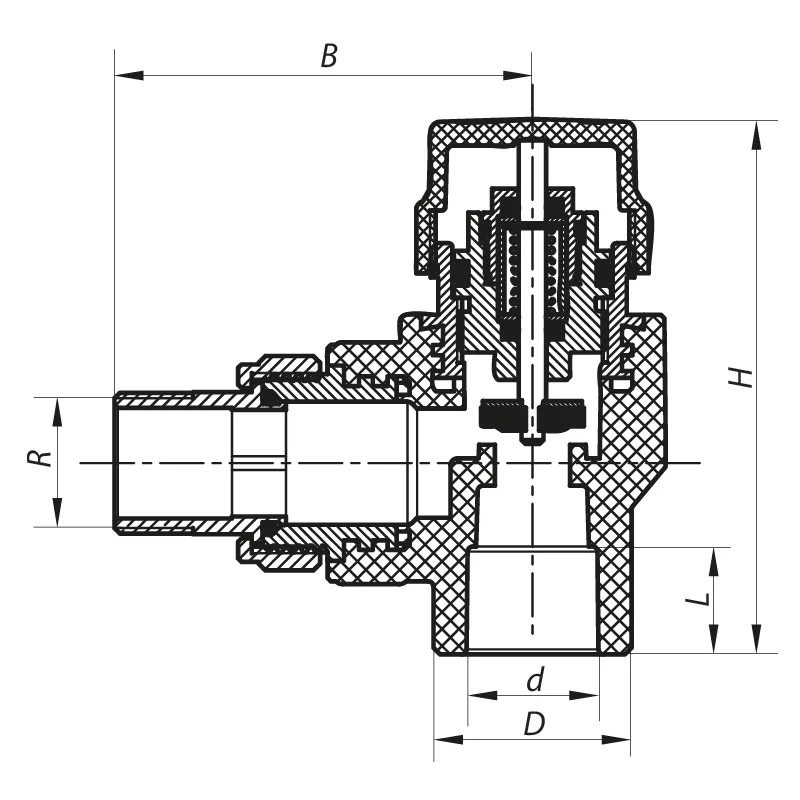 Кран термостатический угловой KOER PPR 20x1/2 серый латунь