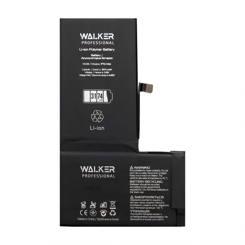 Акумулятор WALKER 3174mAh для Apple iPhone Xs Max 3,8V Original