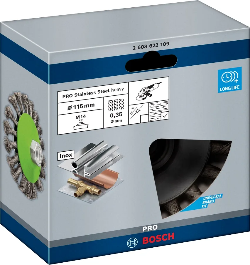 Дискова щітка Bosch Professional 115 мм, товщина 0.35 мм, з кріпленням M14.