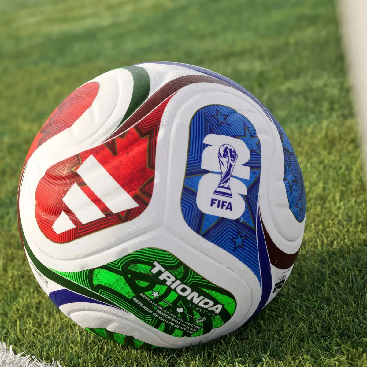 Футбольний м'яч Adidas поліуретан розмір 5 білий синій червоний зелений
