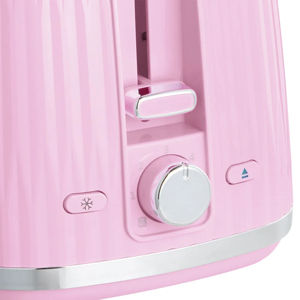 Тостер Russell Hobbs Eden 800Вт, пластиковий, функція підігріву та розморожування, малиновий колір.