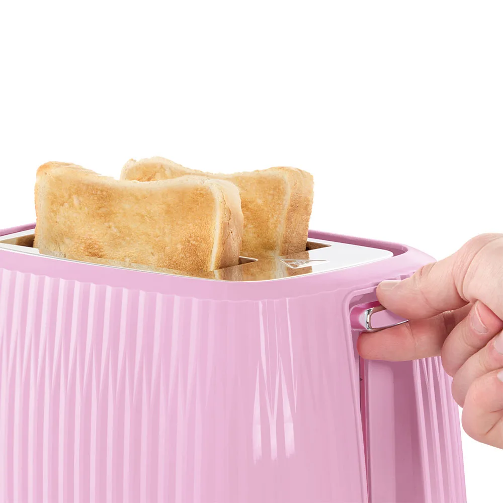 Тостер Russell Hobbs Eden 800Вт, пластиковий, функція підігріву та розморожування, малиновий колір.