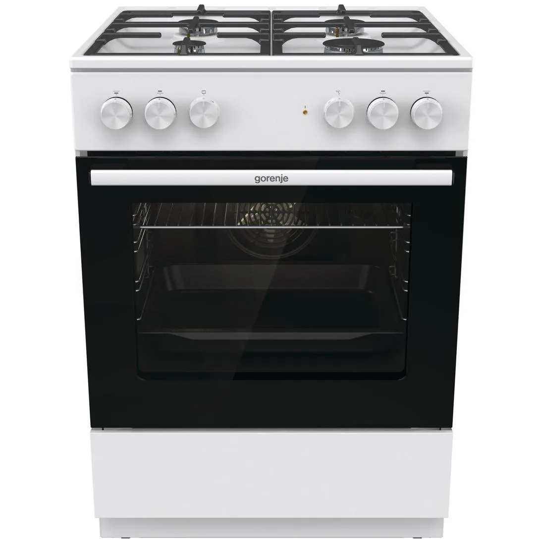 Комбінована плита Gorenje, об'єм 71л, розміри 60x60см, чавунне покриття, білий колір.