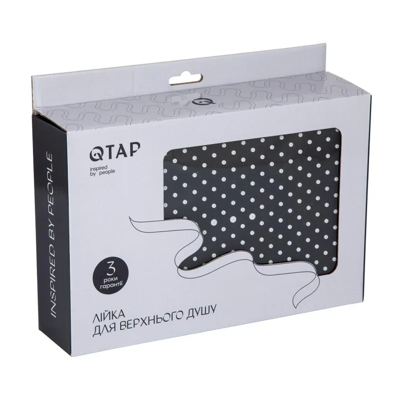 Лійка для верхнього душу Qtap Hlavova 300x200 мм ABS чорна матова