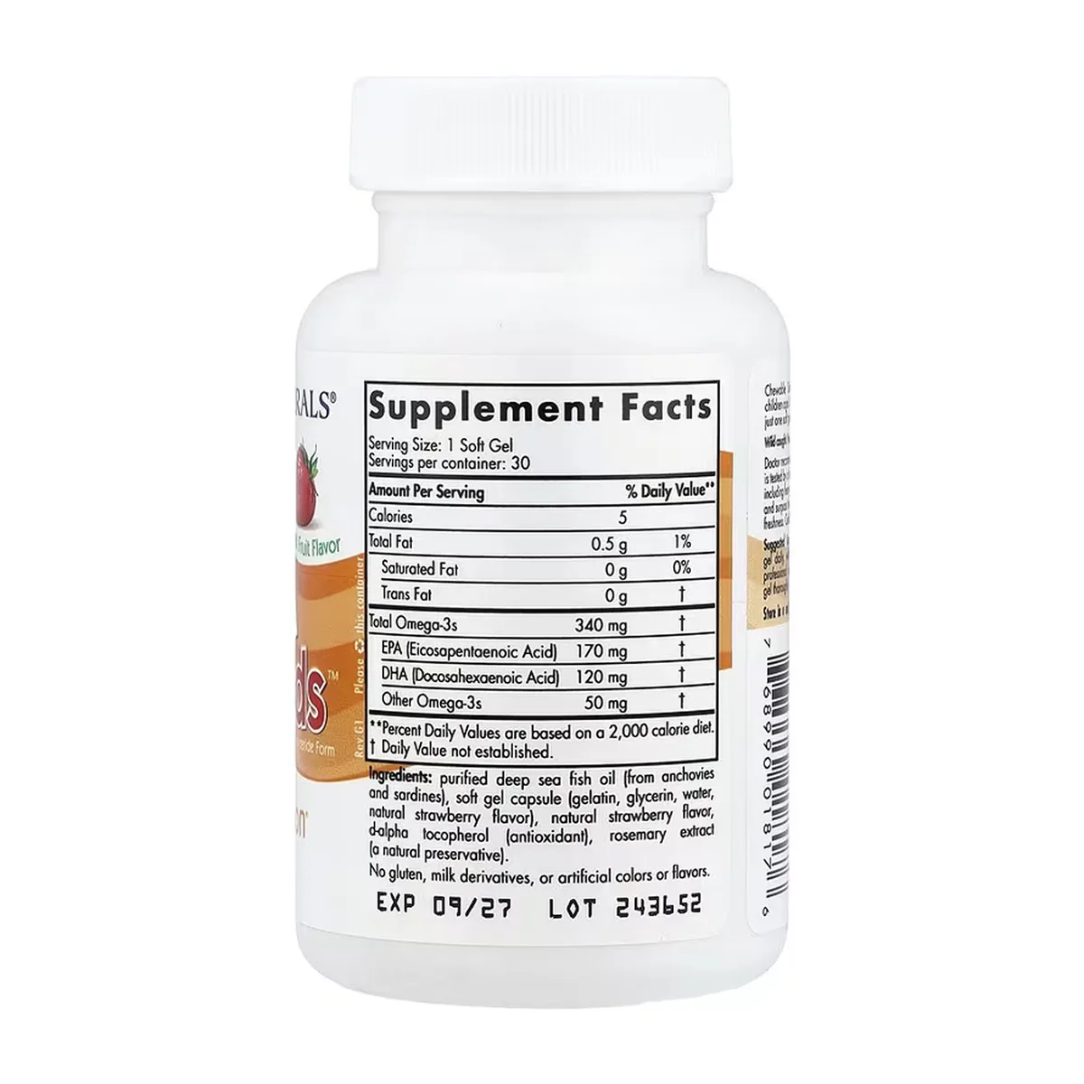 Daily Omega Kids Nordic Naturals рыбный жир 30 жевательных капсул клубника
