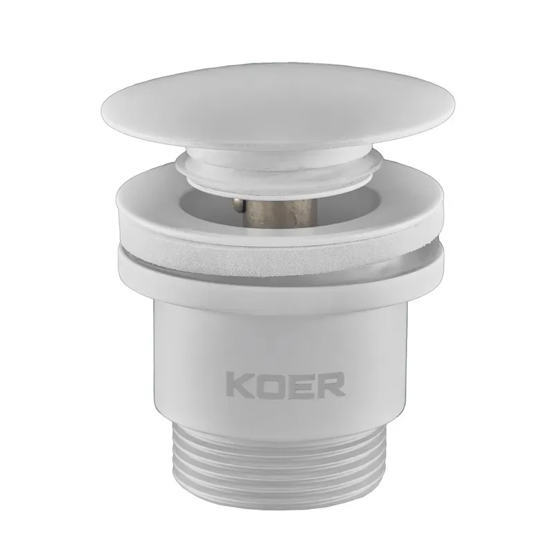 Донний клапан Koer латунь 1 1/4" білий автоматичний Click-Clack