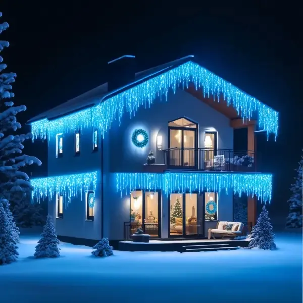 Вулична гірлянда Бахрома 50 м LED 840 шт чорний провід синій
