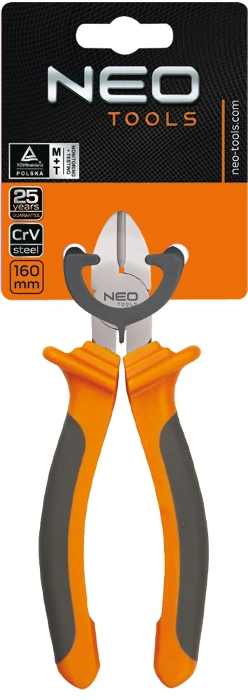 Кусачки бокорізи NEO 160мм CrV інструмент для різання з ергономічними рукоятками для майстрів