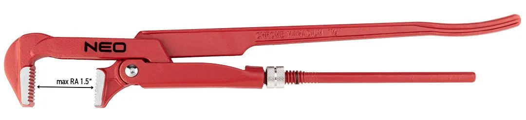 Трубний ключ Neo Tools, 90°, діапазон затиску 0-38 мм, довжина 420 мм.