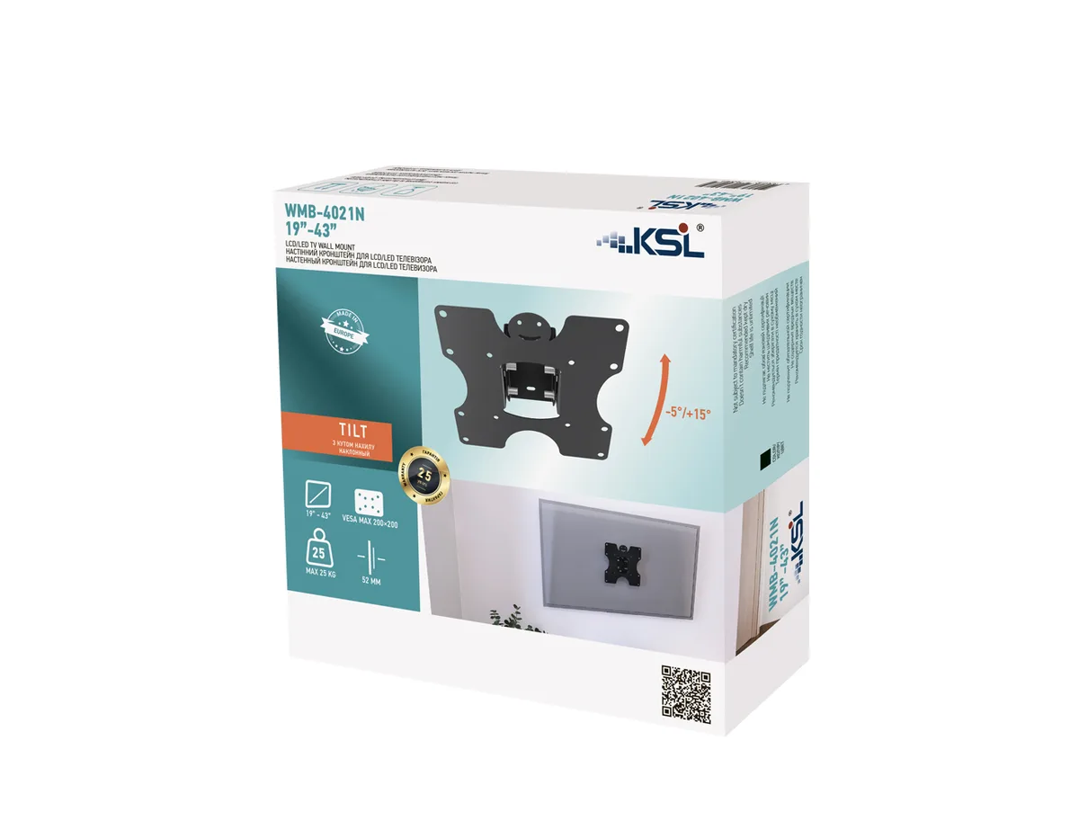 Кріплення ТВ з кутом нахилу KSL WMB-4021N 19-43"