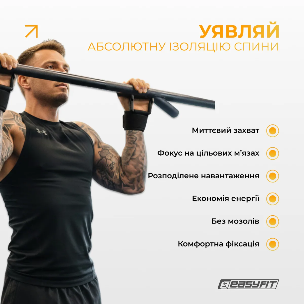 Крюки для подтягиваний EasyFit текстильные универсальные черные