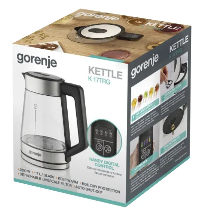 Электрочайник Gorenje Стекло 1,7 л Серебристый 2200 Вт