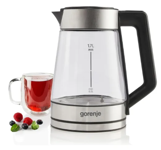 Электрочайник Gorenje Стекло 1,7 л Серебристый 2200 Вт