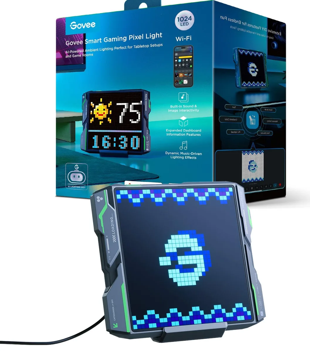 Піксельний екран Govee H8630 LED Gaming Pixel Light 32x32 Pixels, RGBIC, WI-FI/Bluetooth, сірий