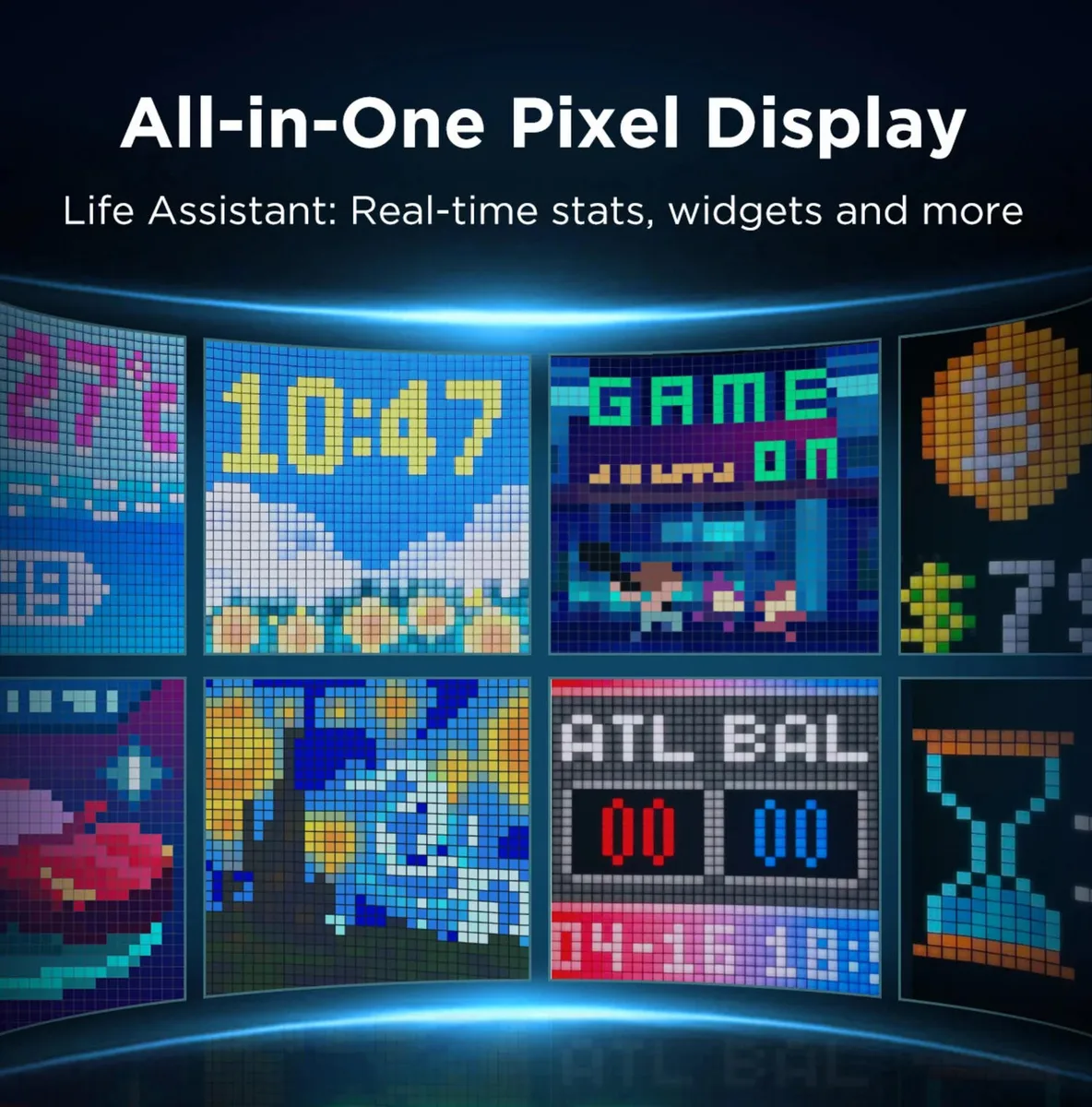 Пиксельный экран Govee H8630 LED Gaming Pixel Light 32x32 Пикселя, RGBIC, WI-FI/Bluetooth, серый.