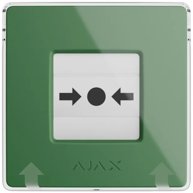 Бездротова настінна кнопка для активації пожежної тривоги вручну для житлових об'єктів Ajax Manual Call Point, jeweller, бездротовий, зелений
