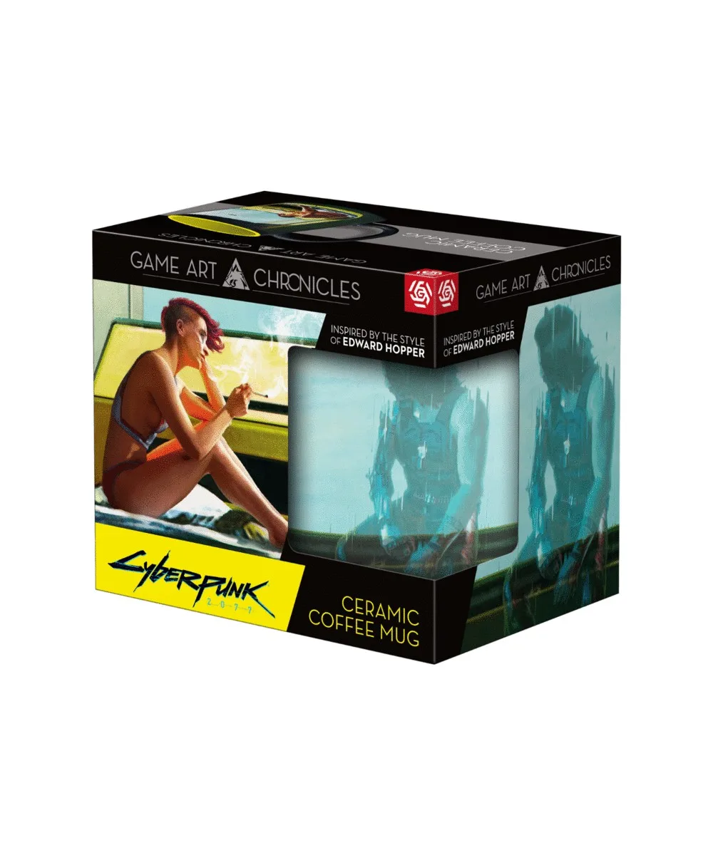 Чашка GoodLoot Game Art Chronicles Cyberpunk 2077 V & Edward Hopper переводится на русский как "Чашка GoodLoot Хроники игрового искусства Киберпанк 2077 V и Эдвард Хоппер".