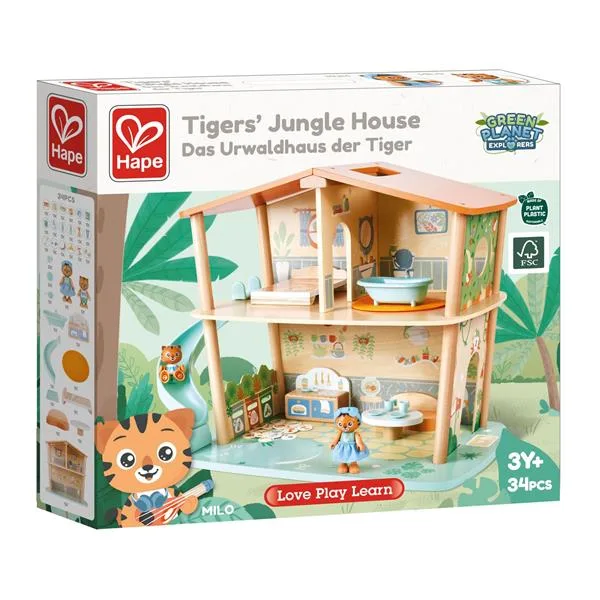 Игровой набор Hape деревянный 52х10х48 см разноцветный Тигры в джунглях